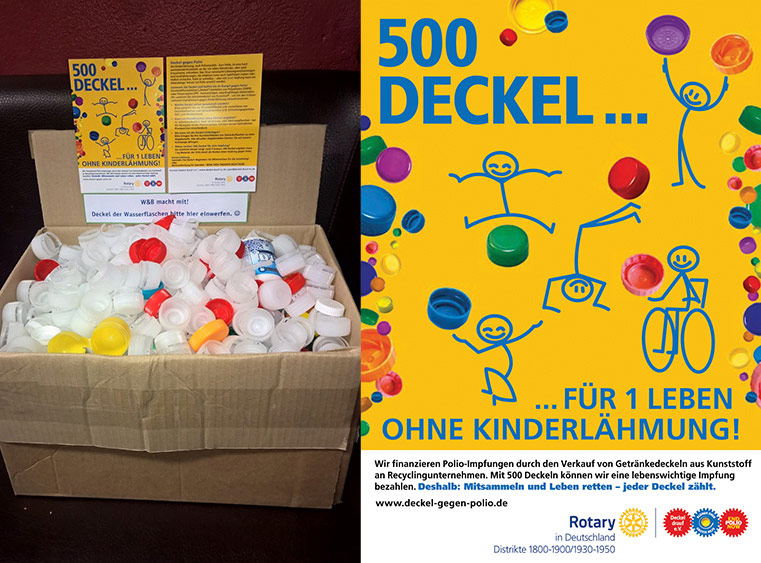 Spendenaktion 500 Deckel gegen Kinderlähmung ist beendet