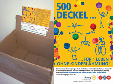 500 Deckel für 1 Leben ohne Kinderlähmung 2016